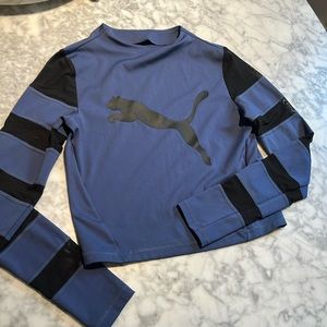 Crop, long-sleeve Puma work out top with sheer cut outs